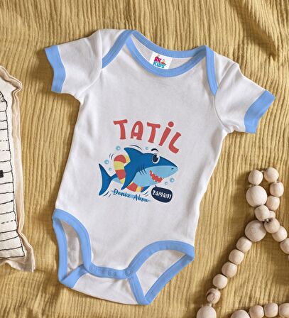 BK Kids Kişiye Özel Mavi Bebek Body Zıbın - Model 141