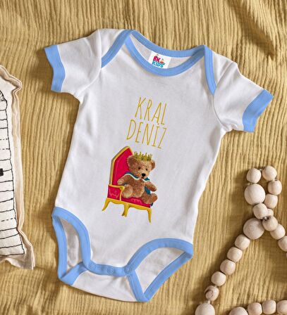 BK Kids Kişiye Özel Mavi Bebek Body Zıbın - Model 142