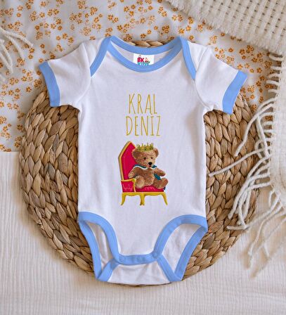 BK Kids Kişiye Özel Mavi Bebek Body Zıbın - Model 142