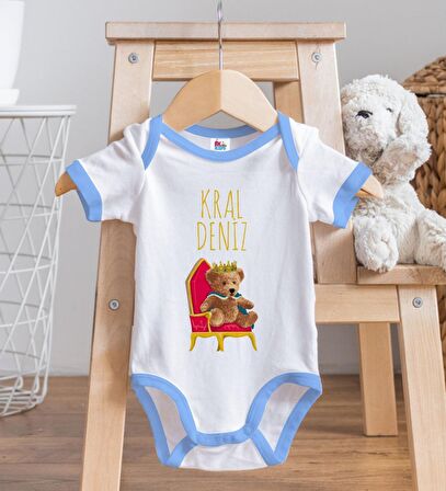 BK Kids Kişiye Özel Mavi Bebek Body Zıbın - Model 142