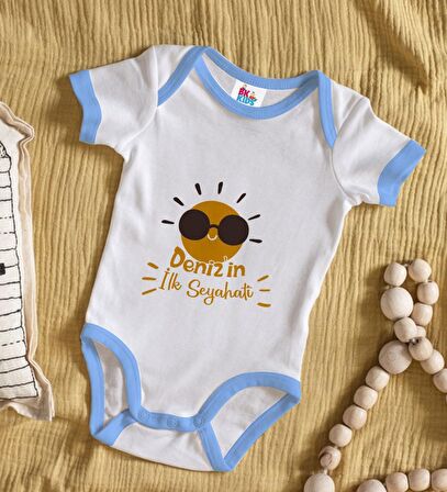 BK Kids Kişiye Özel Mavi Bebek Body Zıbın - Model 146