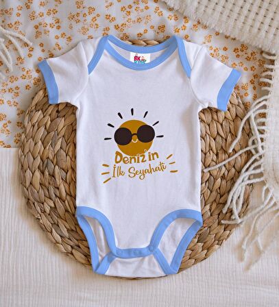 BK Kids Kişiye Özel Mavi Bebek Body Zıbın - Model 146