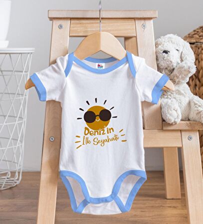 BK Kids Kişiye Özel Mavi Bebek Body Zıbın - Model 146