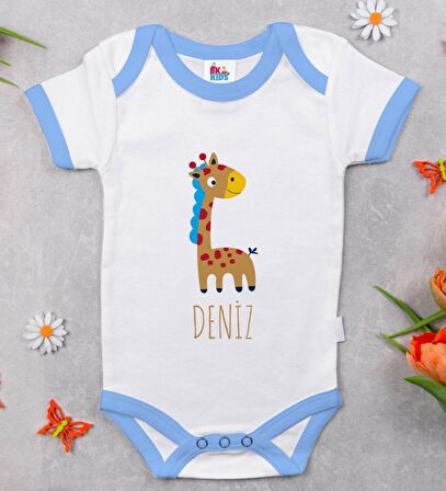 BK Kids Kişiye Özel Mavi Bebek Body Zıbın - Model 149