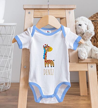 BK Kids Kişiye Özel Mavi Bebek Body Zıbın - Model 149