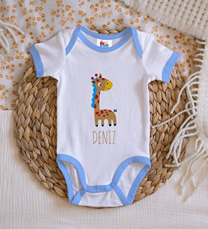 BK Kids Kişiye Özel Mavi Bebek Body Zıbın - Model 149