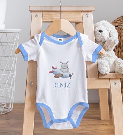 BK Kids Kişiye Özel Mavi Bebek Body Zıbın - Model 150