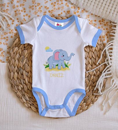 BK Kids Kişiye Özel Mavi Bebek Body Zıbın - Model 151