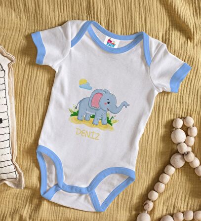 BK Kids Kişiye Özel Mavi Bebek Body Zıbın - Model 151