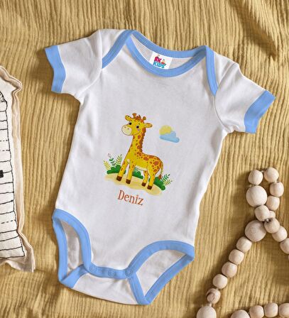 BK Kids Kişiye Özel Mavi Bebek Body Zıbın - Model 152