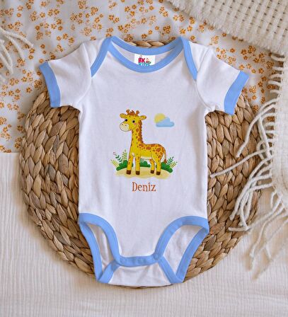 BK Kids Kişiye Özel Mavi Bebek Body Zıbın - Model 152