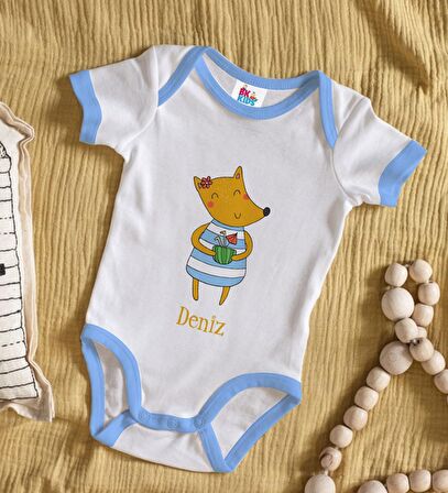BK Kids Kişiye Özel Mavi Bebek Body Zıbın - Model 153