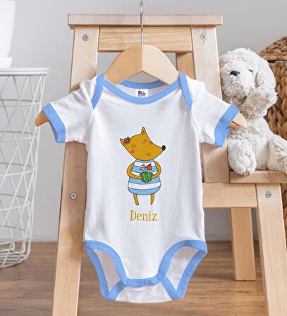 BK Kids Kişiye Özel Mavi Bebek Body Zıbın - Model 153