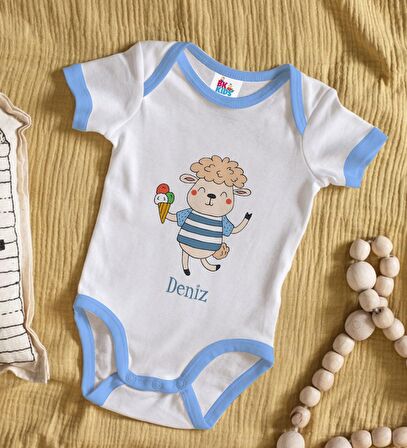 BK Kids Kişiye Özel Mavi Bebek Body Zıbın - Model 154