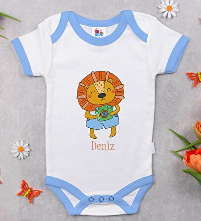 BK Kids Kişiye Özel Mavi Bebek Body Zıbın - Model 155