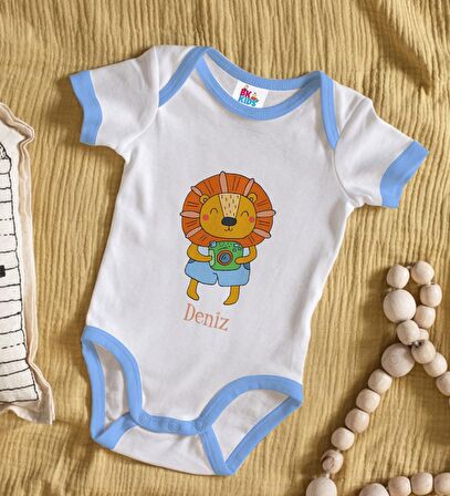 BK Kids Kişiye Özel Mavi Bebek Body Zıbın - Model 155