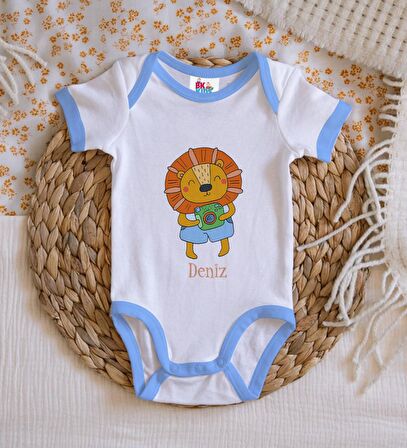 BK Kids Kişiye Özel Mavi Bebek Body Zıbın - Model 155