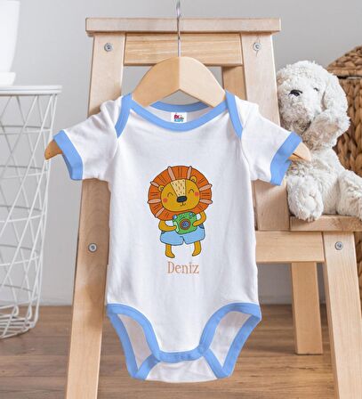 BK Kids Kişiye Özel Mavi Bebek Body Zıbın - Model 155