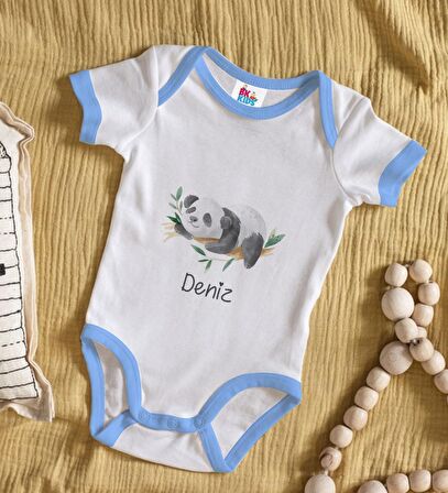 BK Kids Kişiye Özel Mavi Bebek Body Zıbın - Model 158