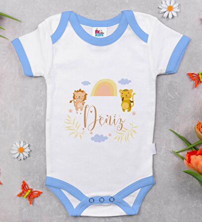 BK Kids Kişiye Özel Mavi Bebek Body Zıbın - Model 164