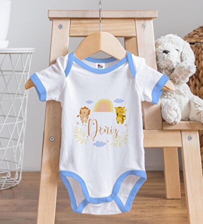 BK Kids Kişiye Özel Mavi Bebek Body Zıbın - Model 164