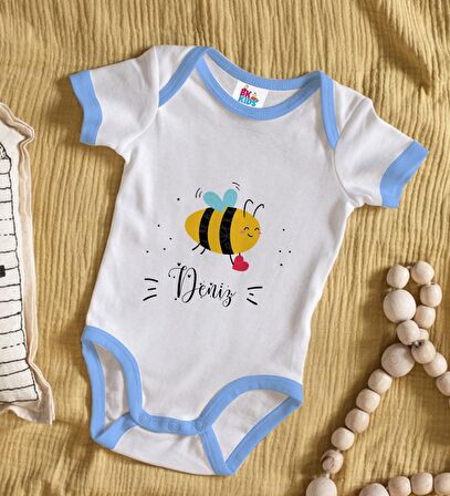 BK Kids Kişiye Özel Mavi Bebek Body Zıbın - Model 165