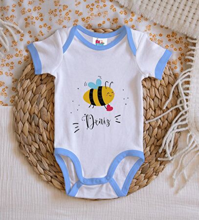 BK Kids Kişiye Özel Mavi Bebek Body Zıbın - Model 165