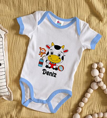 BK Kids Kişiye Özel Mavi Bebek Body Zıbın - Model 167