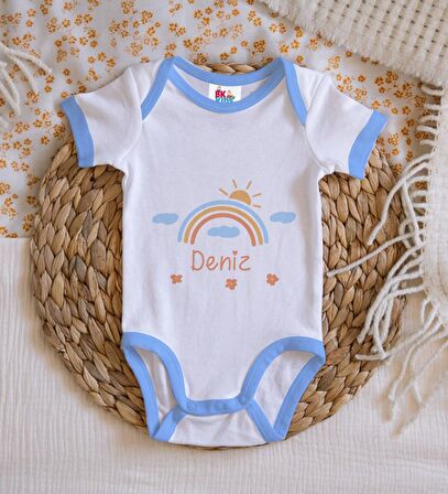 BK Kids Kişiye Özel Mavi Bebek Body Zıbın - Model 169