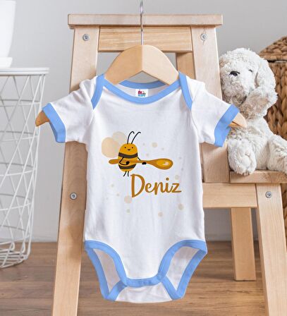 BK Kids Kişiye Özel Mavi Bebek Body Zıbın - Model 171