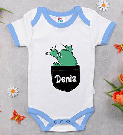 BK Kids Kişiye Özel Mavi Bebek Body Zıbın - Model 172