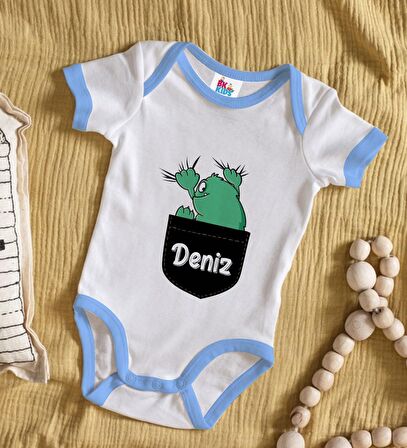 BK Kids Kişiye Özel Mavi Bebek Body Zıbın - Model 172