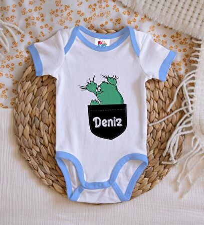 BK Kids Kişiye Özel Mavi Bebek Body Zıbın - Model 172