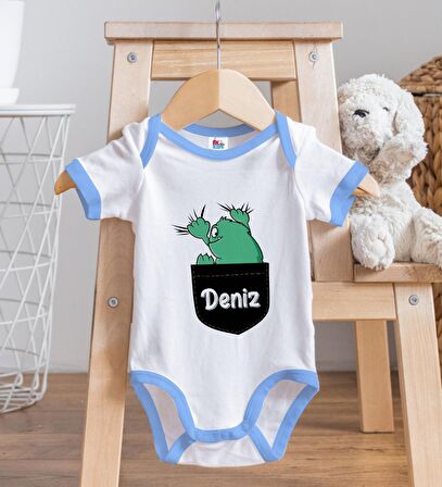 BK Kids Kişiye Özel Mavi Bebek Body Zıbın - Model 172