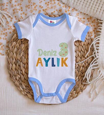 BK Kids Kişiye Özel Mavi Bebek Body Zıbın - Model 173