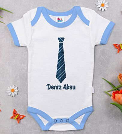 BK Kids Kişiye Özel Mavi Bebek Body Zıbın - Model 175