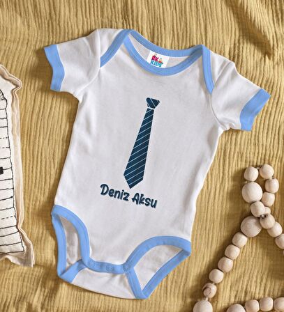 BK Kids Kişiye Özel Mavi Bebek Body Zıbın - Model 175