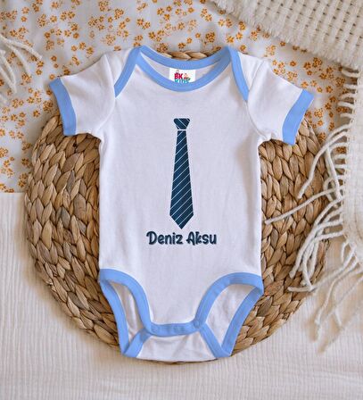 BK Kids Kişiye Özel Mavi Bebek Body Zıbın - Model 175