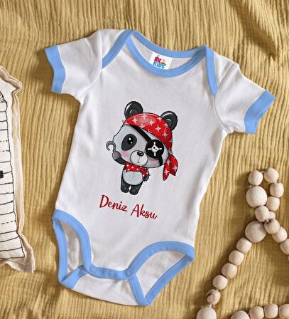 BK Kids Kişiye Özel Mavi Bebek Body Zıbın - Model 179