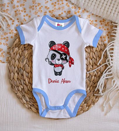 BK Kids Kişiye Özel Mavi Bebek Body Zıbın - Model 179