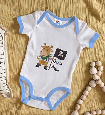 BK Kids Kişiye Özel Mavi Bebek Body Zıbın - Model 181