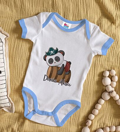 BK Kids Kişiye Özel Mavi Bebek Body Zıbın - Model 182