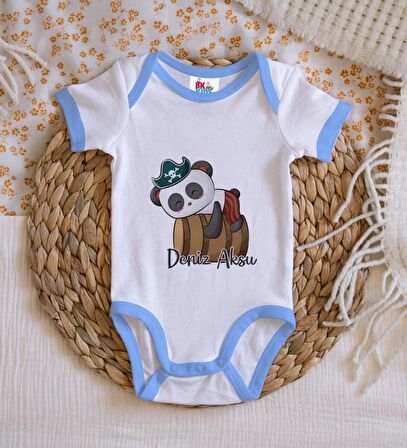 BK Kids Kişiye Özel Mavi Bebek Body Zıbın - Model 182