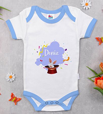 BK Kids Kişiye Özel Mavi Bebek Body Zıbın - Model 183