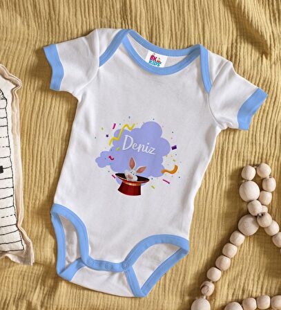 BK Kids Kişiye Özel Mavi Bebek Body Zıbın - Model 183