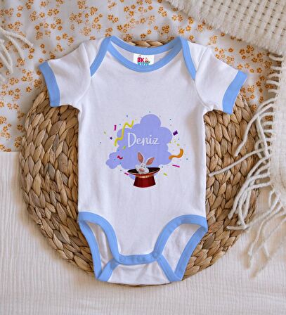 BK Kids Kişiye Özel Mavi Bebek Body Zıbın - Model 183