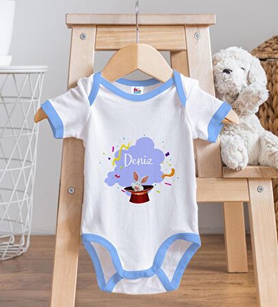 BK Kids Kişiye Özel Mavi Bebek Body Zıbın - Model 183