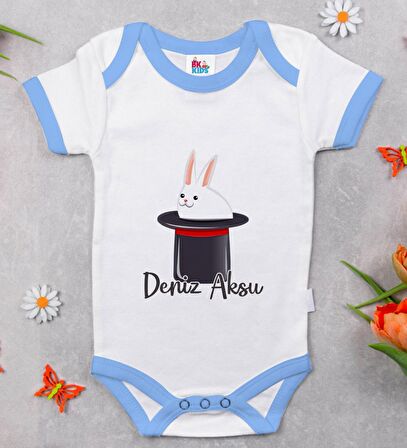 BK Kids Kişiye Özel Mavi Bebek Body Zıbın - Model 184