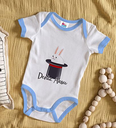 BK Kids Kişiye Özel Mavi Bebek Body Zıbın - Model 184