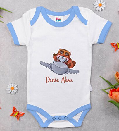 BK Kids Kişiye Özel Mavi Bebek Body Zıbın - Model 185